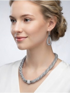 SPARKLE TWIST TUBE NECKLACE & EARRING SET